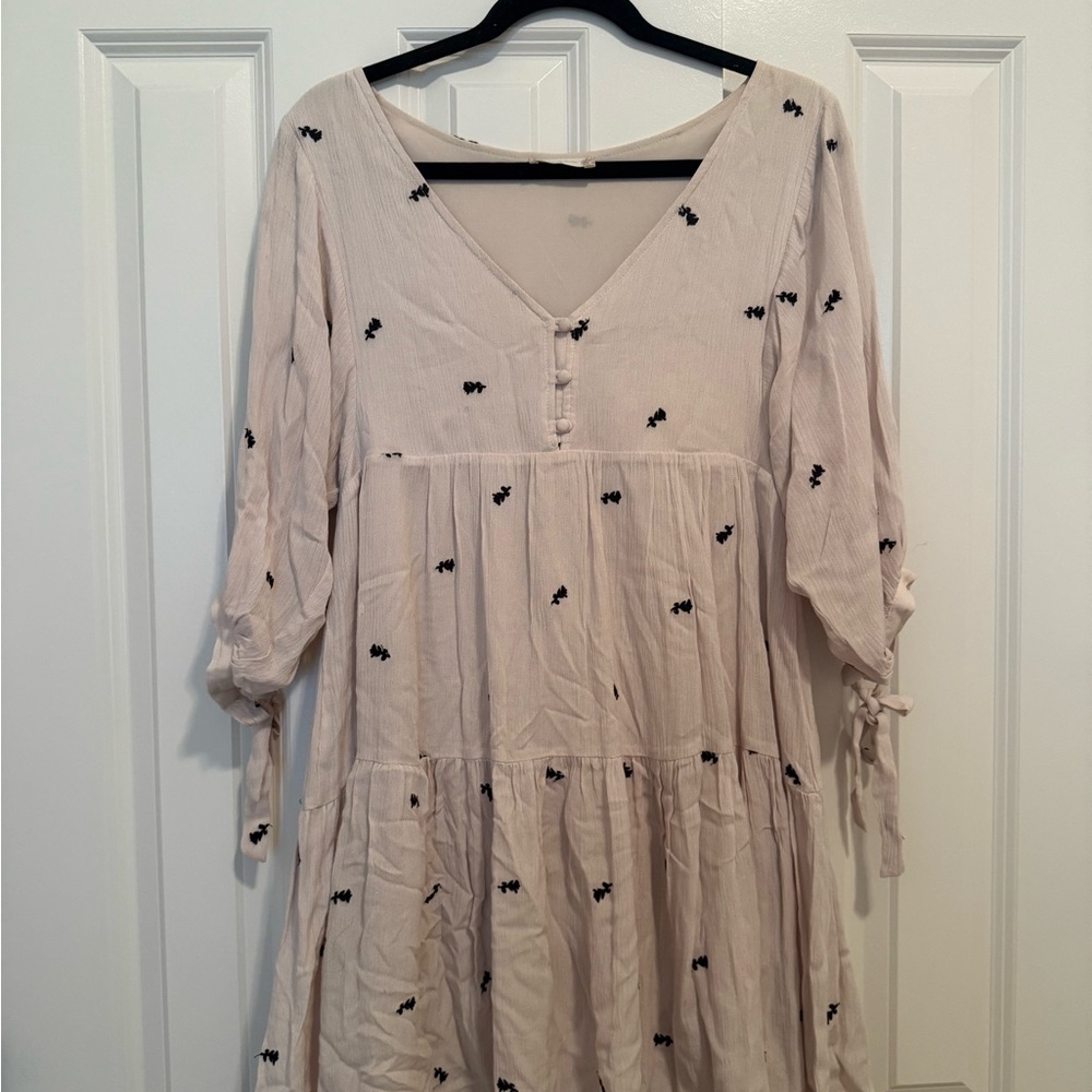 Altar'd State Cream Mini Dress with Black Accents